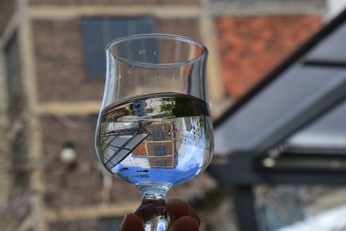 building in a glass of water