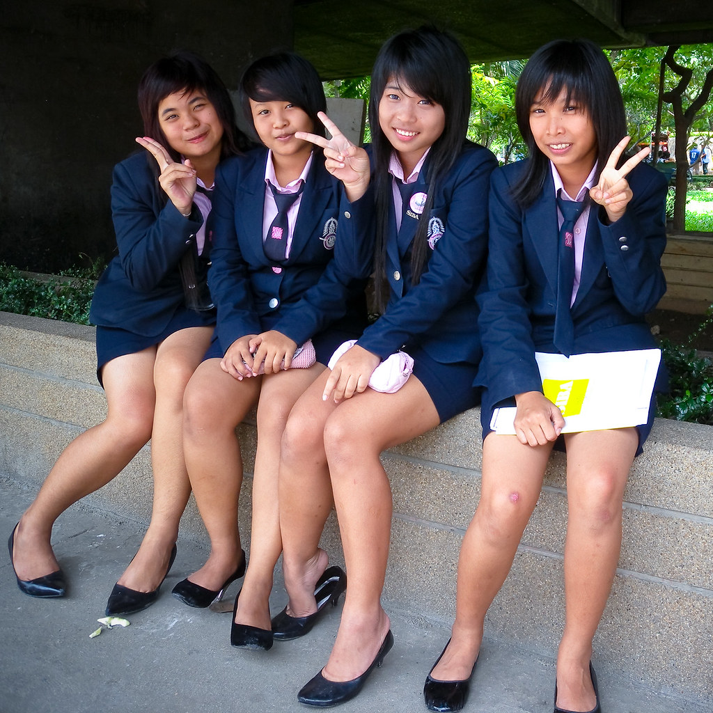 Girl high in pantie school uniform