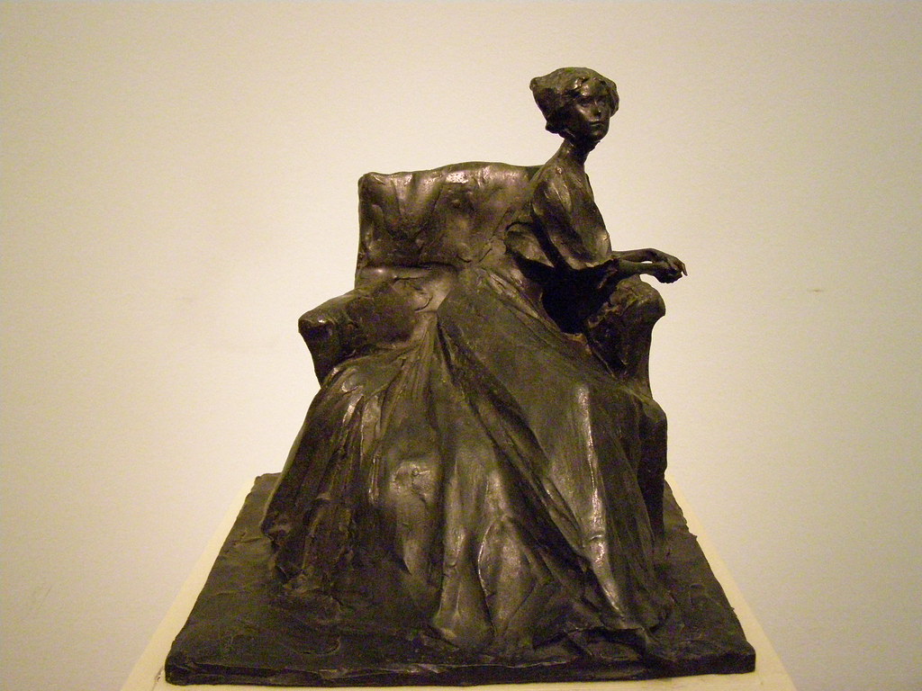 Bronze sculpture chubby asian woman
