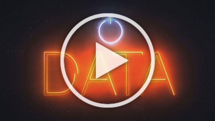 “数据”这个词在黑色和橙色的背景上