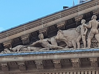 The dying Aboriginal race in Town Hall Tympanum