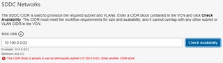 OCSV - SDDC CIDR Block Error
