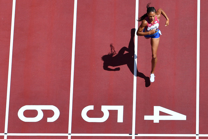 35歲美國田徑女王Allyson Felix預利通過400公尺預賽。【AFP授權】