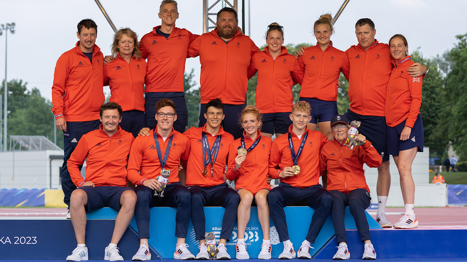 A group picture of the Pentathlon GB athletes, coaches and support staff at the 2023 European Games