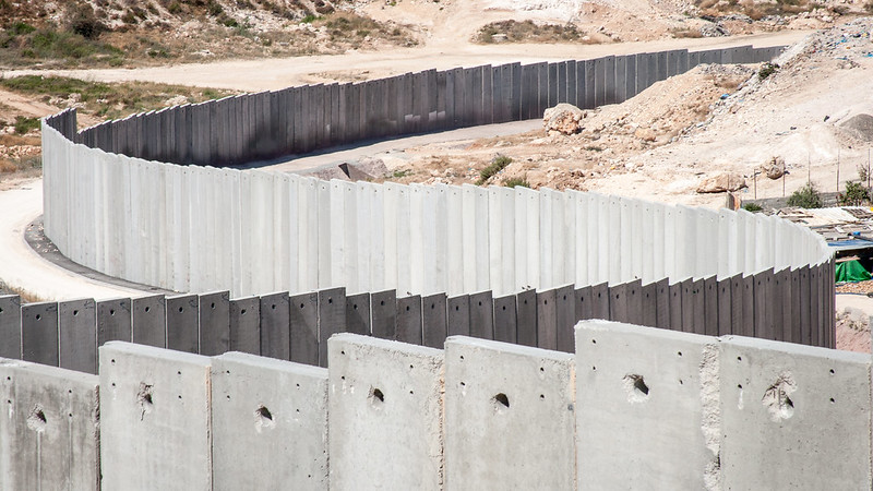 加沙和以色列之间的隔离墙或安全墙.
