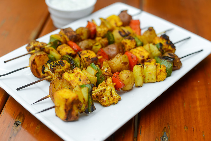 Indian-spiced Vegetable and Paneer Skewers