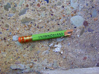 This is a metaphor for the destruction of the environment (or just a broken pencil on the sidewalk outside of Tram's)