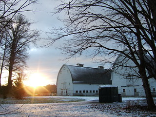 Nisqually twin barns in winter