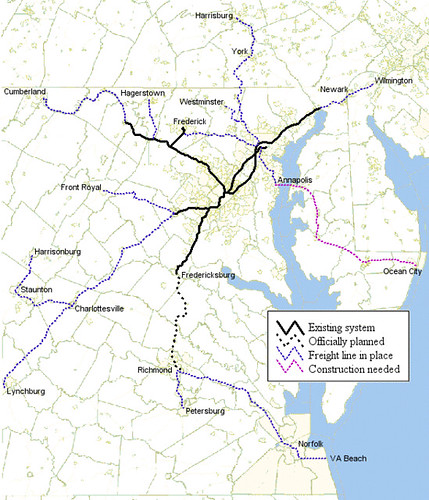 Railroad system Washington-Baltimore region