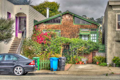 City College Area Suburban Brown Shingle Cottage Handheld HDR by Walker Dukes