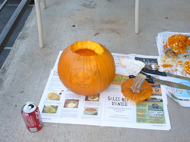 Alyssa's Loss Cat pumpkin, pre-carving