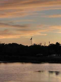 Sunset with Flag at Canal Ponds - HDR - August 16, 2007