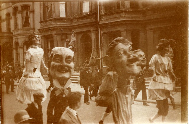 Big heads in carnival procession