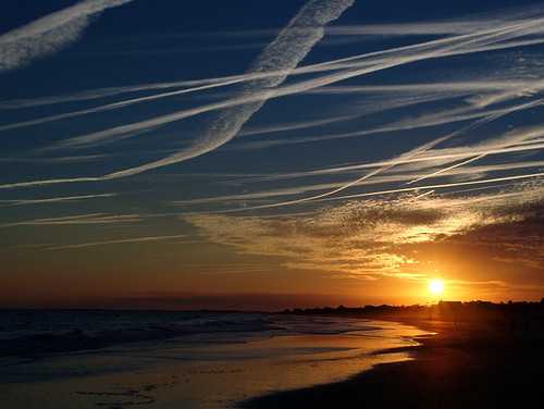 sunset vacation sky clouds honeymoon southcarolina contrails follybeach 20061101