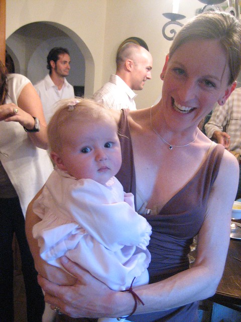 nicky holds locke and emily's baby