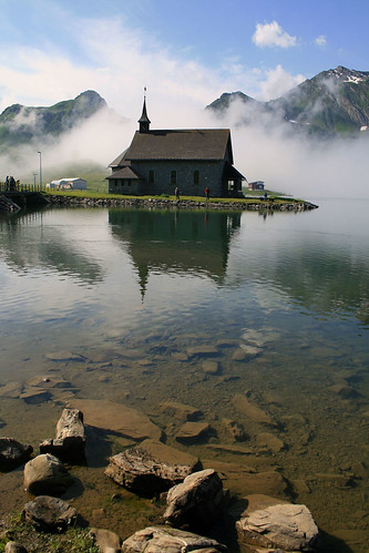 Melchsee-Frutt by crazyhorse_mk, Kapelle in Distelbodenmorning sky mountain lake alps nature water clouds sunrise landscape switzerla