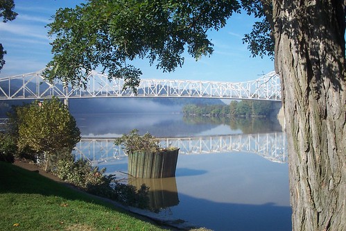 bridge reflection tree water fog river landscape kodak easyshare dx3500