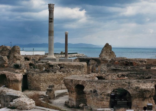 old city sea sky clouds coast ancient bath ruins arch harbour tunisia decay pillars carthage msh turkishbath carthago msh0607 msh060719 jpingjk