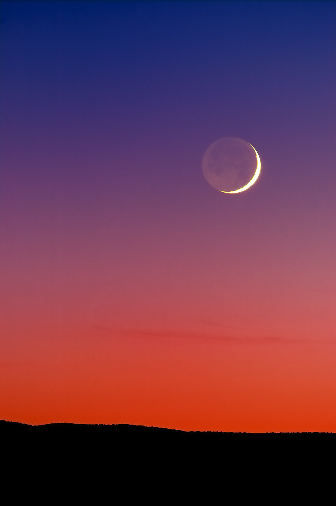 Grand Crescent Moon Sunset by Fort Photo