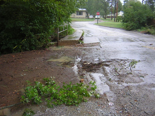 Town Branch Bridge on 11th Street in Fayetteville, Arkansas, on Aug. 20, 2006. On July 4, 2007, the situation was set up again! It didn't happen on the Fourth. But the saturated soil won't absorb much water if a big rain occurs. | by Aubunique