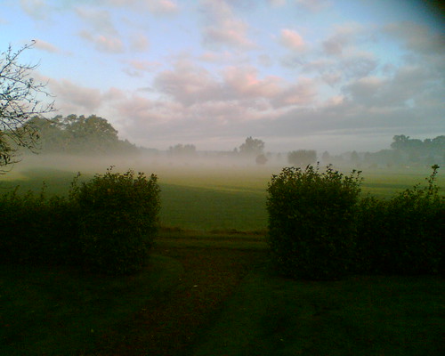 sky mist fog clouds sunrise landscape shadows hedge atmosphericperspective eefde pastoralscene