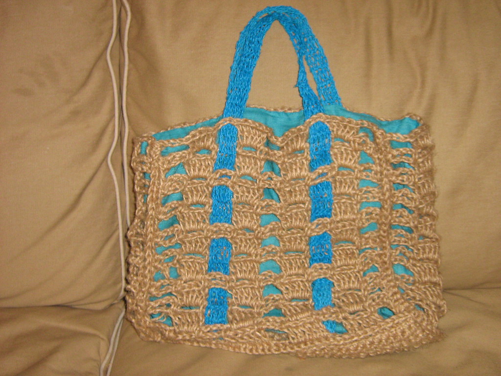 IMG_0985 | Beach bag crocheted with jute twine. Bag is lined… | Flickr