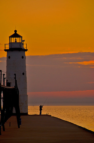 Last Cast at Manistee by RichGreenePhotography.com, The goal my last night in Michigan was to shoot a lighthouse at sunset. I couldn't believe my good f