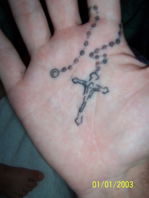 Mandala Tattoo & Piercing Leicester - Rosary beads , little sacred heart ,  crucifix tattoo by Rat At Mandala | Facebook