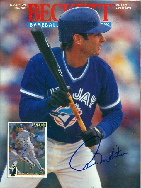 February 1994, Autographed Beckett Baseball Card Monthly Magazine by Paul Molitor