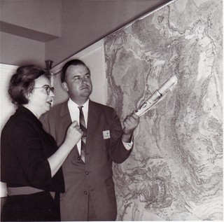 Bruce and Marie with the map | by marie tharp maps