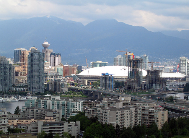 Harbour Centre Tower, Cambie Bridge and BC Place