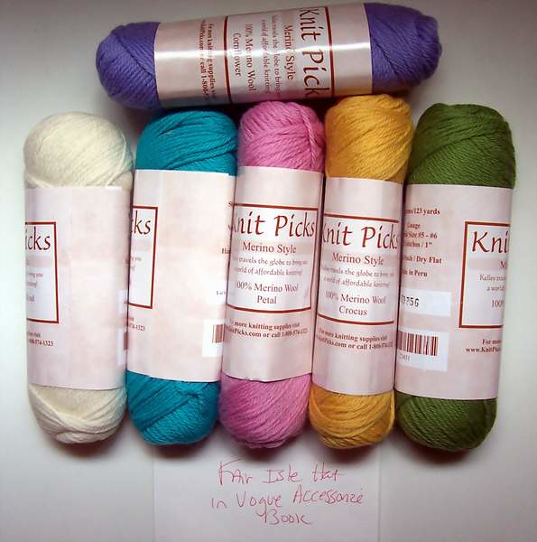 Knitpicks Merino Style, (6) skeins of various colors of: Kn…