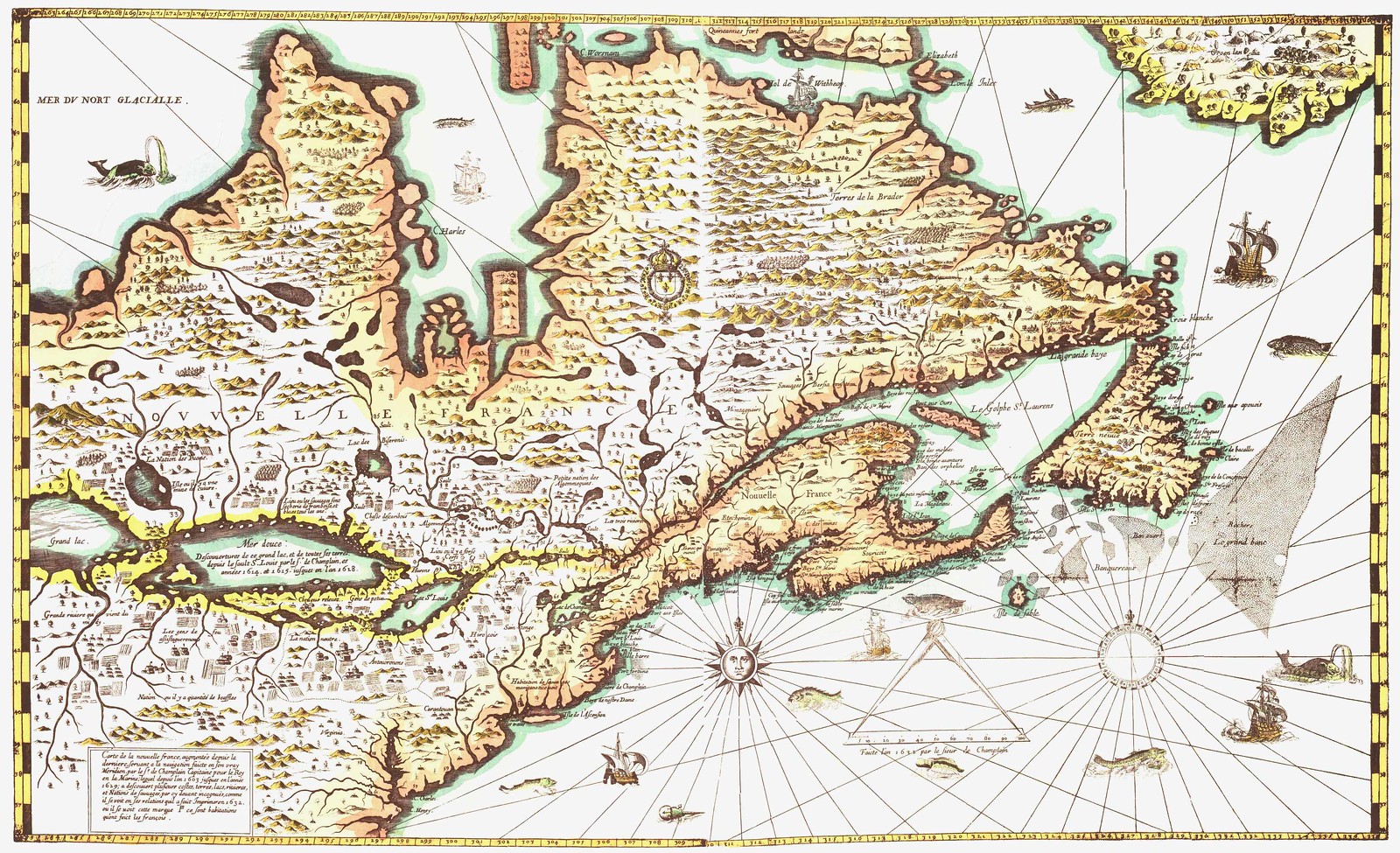 Carte De La Nouvelle France by Samuel de Champlain 1632]