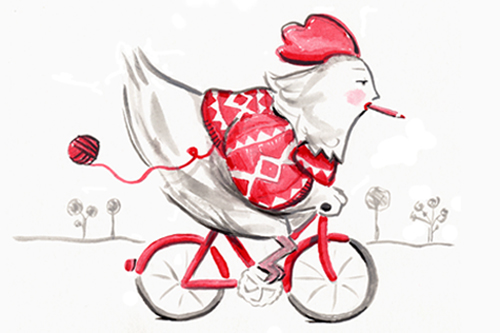 Uppercase community: Self Portrait as Chicken on Bicycle