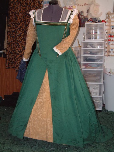 green gold ladys venetian gown