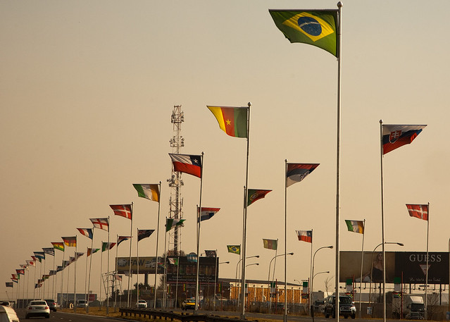 Flags along the Highway to the Stadium