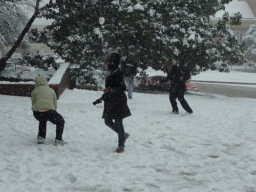 Snowball Fight outside of Student Center 2