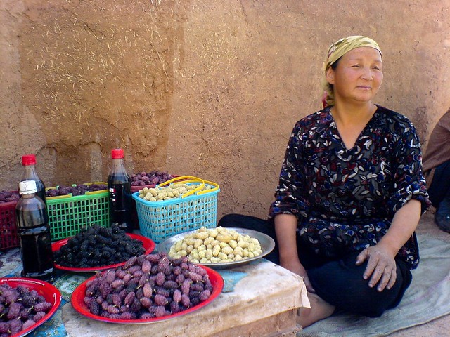 Uyghur Woman Selling Mulberries