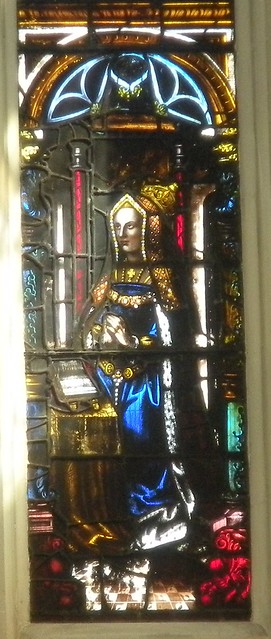 Stained glass window of Katherine of Aragon, St Margaret's Westminster
