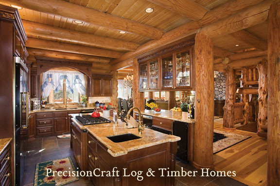 Utah Custom Milled Log Home Kitchen | PrecisionCraft Log Homes & Timber Homes