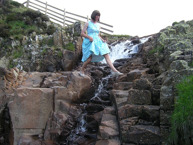 Transvestite waterfall jumping.