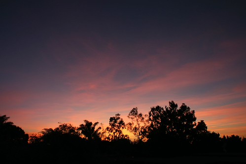 sunset by shieken, california pink blue sunset sky usa cloud tree night canon eos evening santamaria 1740mm 30d