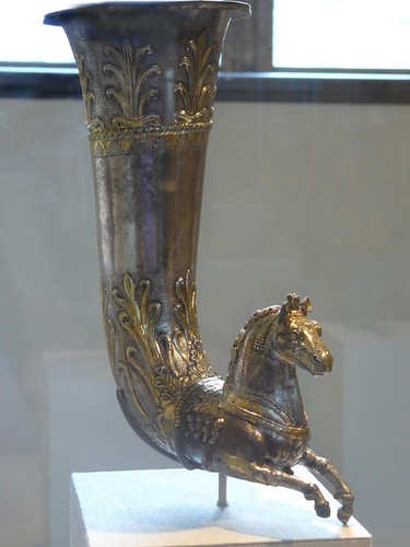 Silver-gilt rhyton for libations or drinking Greco-Parthia… | Flickr