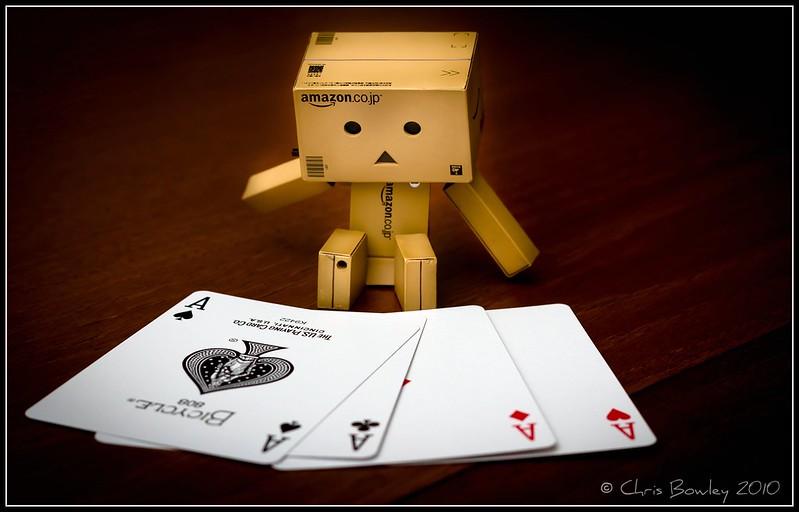 Danbo plays with cards
