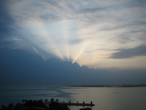 light sea sport clouds sunrise asia gulf calm olympic doha qatar oca asiangames