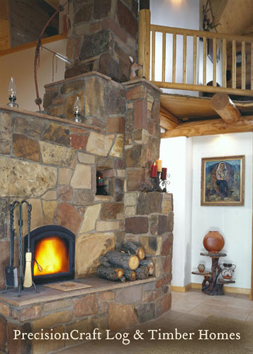 Unique Fireplace Design | Custom Log Home Design | By PrecisionCraft Log Homes