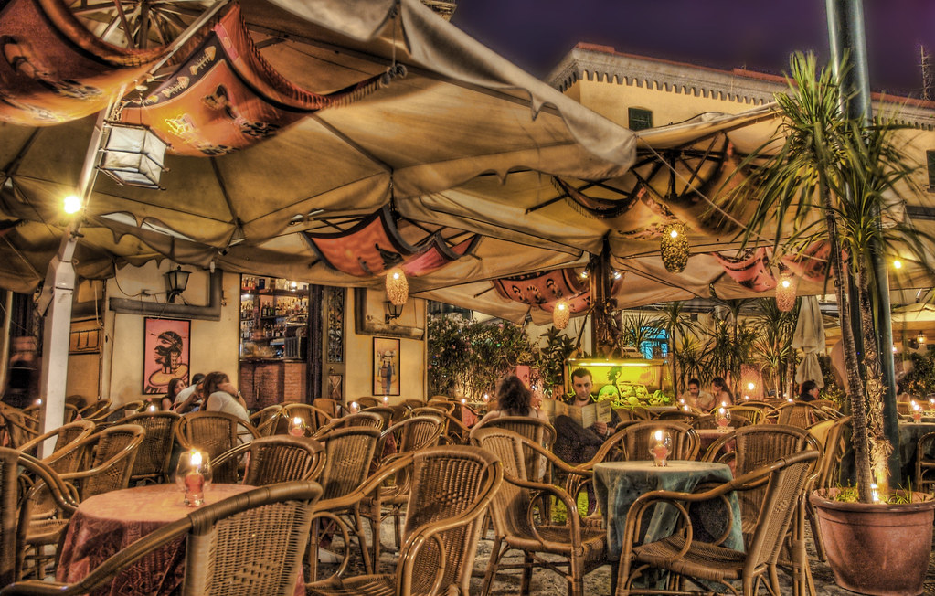Naples Cafe in the Evening