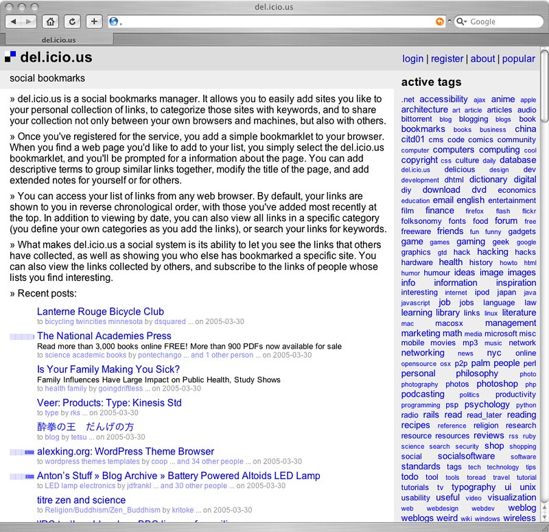 del.icio.us front page