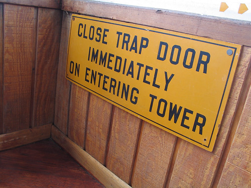 unfound canong5 2005 tower trap door trapdoor sign yellow geotagged geolat341625 geolon112269720