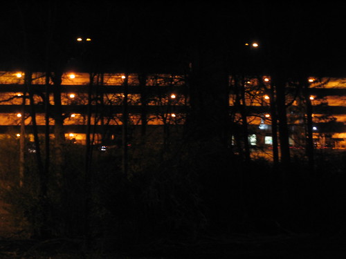 Parking structure at night